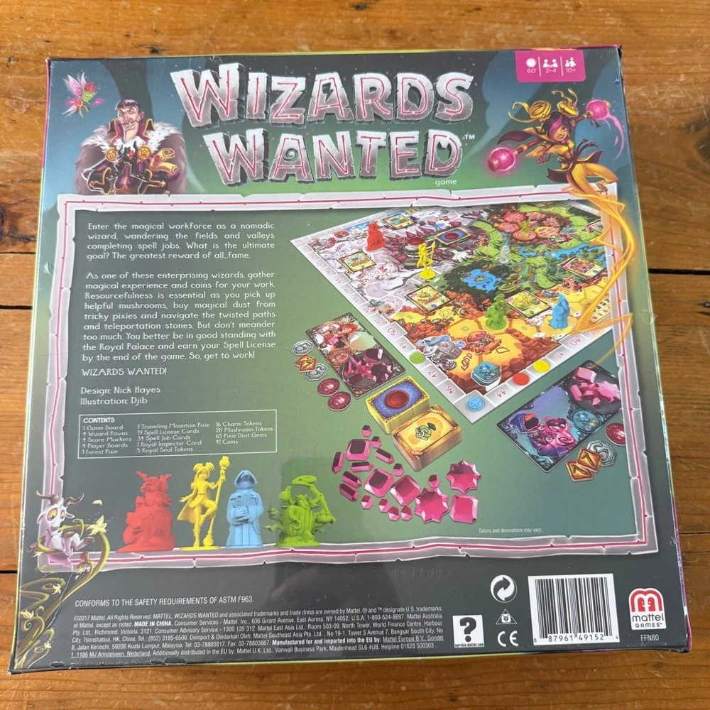 NIB WIZARDS WANTED By Mattel Games Board Game Fantasy Strategy Magic